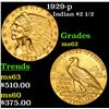 Image 1 : 1929-p Gold Indian Quarter Eagle $2 1/2 Grades Select Unc