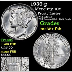 1936-p Mercury Dime 10c Grades GEM+ FSB