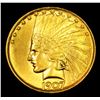 Image 2 : ***Auction Highlight*** 1907-p Gold Indian Eagle $10 Graded GEM+ Unc By USCG (fc)