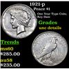 Image 1 : 1921-p Peace Dollar $1 Grades Unc Details