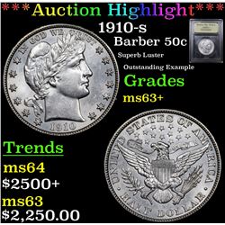 ***Auction Highlight*** 1910-s Barber Half Dollars 50c Graded Select+ Unc By USCG (fc)