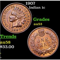 1907 Indian Cent 1c Grades Select AU