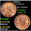 Image 1 : 1916-p Lincoln Cent 1c Grades Select+ Unc RB