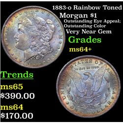 1883-o Rainbow Toned Morgan Dollar $1 Grades Choice+ Unc