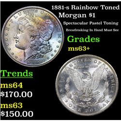 1881-s Rainbow Toned Morgan Dollar $1 Grades Select+ Unc