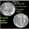 Image 1 : 1941-p Mercury Dime 10c Grades Choice+ Unc