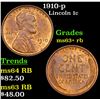 Image 1 : 1910-p Lincoln Cent 1c Grades Select+ Unc RB