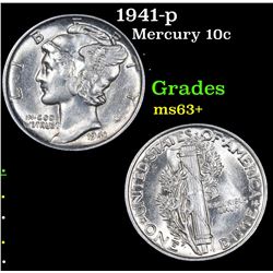 1941-p Mercury Dime 10c Grades Select+ Unc