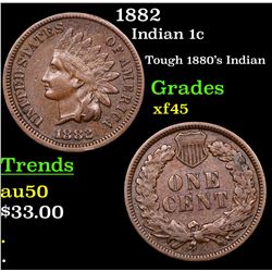 1882 Indian Cent 1c Grades xf+