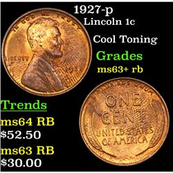 1927-p Lincoln Cent 1c Grades Select+ Unc RB