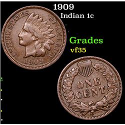 1909 Indian Cent 1c Grades vf++