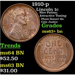1910-p Lincoln Cent 1c Grades Select+ Unc BN