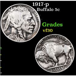 1917-p Buffalo Nickel 5c Grades vf++