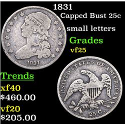 1831 Capped Bust Quarter 25c Grades vf+