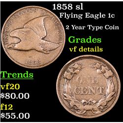 1858 sl Flying Eagle Cent 1c Grades vf details