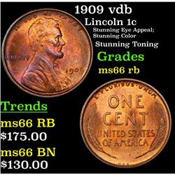 1909 vdb Lincoln Cent 1c Grades GEM+ Unc RB