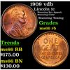 Image 1 : 1909 vdb Lincoln Cent 1c Grades GEM+ Unc RB