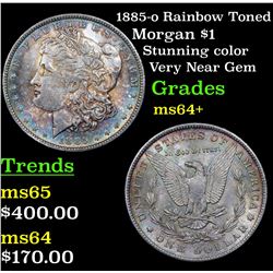 1885-o Rainbow Toned Morgan Dollar $1 Grades Choice+ Unc