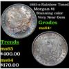 Image 1 : 1885-o Rainbow Toned Morgan Dollar $1 Grades Choice+ Unc