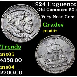 1924 Huguenot Old Commem Half Dollar 50c Grades Choice+ Unc