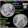 Image 1 : ***Auction Highlight*** 1927-d Peace Dollar $1 Graded Select+ Unc By USCG (fc)