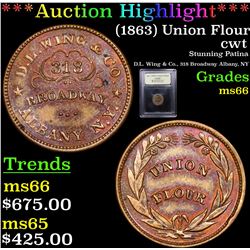 ***Auction Highlight*** (1863) Union Flour Civil War Token 1c Graded GEM+ Unc By USCG (fc)