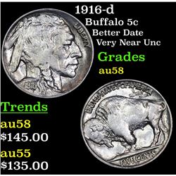 1916-d Buffalo Nickel 5c Grades Choice AU/BU Slider