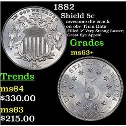 1882 Shield Nickel 5c Grades Select+ Unc