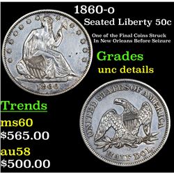 1860-o Seated Half Dollar 50c Grades Unc Details