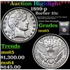 Image 1 : ***Auction Highlight*** 1899-p Barber Quarter 25c Graded GEM Unc By USCG (fc)