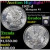 Image 1 : ***Auction Highlight*** 1921-d Morgan Dollar $1 Graded GEM+ Unc By USCG (fc)
