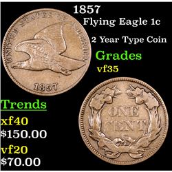 1857 Flying Eagle Cent 1c Grades vf++