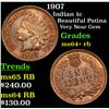 Image 1 : 1907 Indian Cent 1c Grades Choice+ Unc RB
