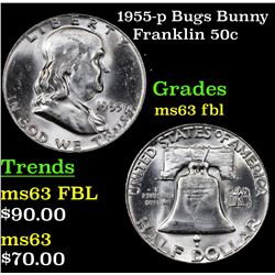 1955-p Bugs Bunny Franklin Half Dollar 50c Grades Select Unc FBL