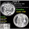 Image 1 : 1938-d Mercury Dime 10c Grades GEM++ FSB
