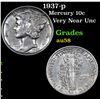 Image 1 : 1937-p Mercury Dime 10c Grades Choice AU/BU Slider