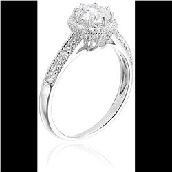 Sterling Silver Round Cut Cathedral Engagement Ring Size 7