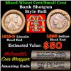 Image 1 : Mixed small cents 1c orig shotgun roll, 1918-d Wheat Cent, 1896 Indian Cent other end