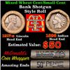Image 1 : Mixed small cents 1c orig shotgun roll, 1917-s Wheat Cent, 1898 Indian Cent other end