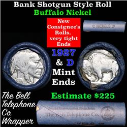 Buffalo Nickel Shotgun Roll in Old Bank Style 'Bell Telephone'  Wrapper 1927 & d Mint Ends