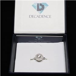 Sterling Silver 5mm Round Halo Engagement Ring Size 7