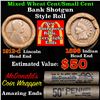 Image 1 : Mixed small cents 1c orig shotgun roll, 1912-s Wheat Cent, 1896 Indian Cent other end