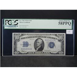 1934 A $10.00 Silver Certificate PCGS 58PPQ