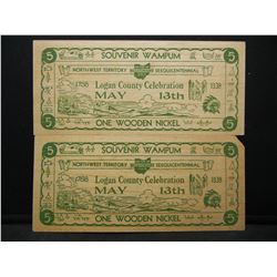 1938 Logan County Sesquicentennial One Wooden Nickel