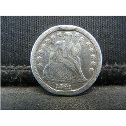 1841 Seated Dime XF Bent