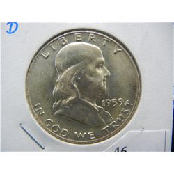 1959 D franklin Half Dollar CH BU