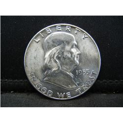 1955 Franklin Half Dollar Gem  BU Super Fresh and