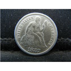 1887 Seated Dime XF/AU