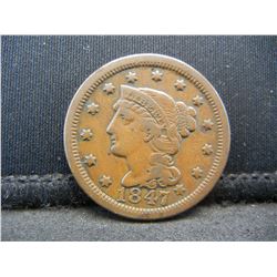 1847 Large Cent XF