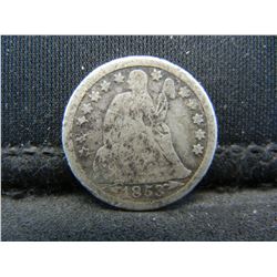 1853 Arrows Seated Dime